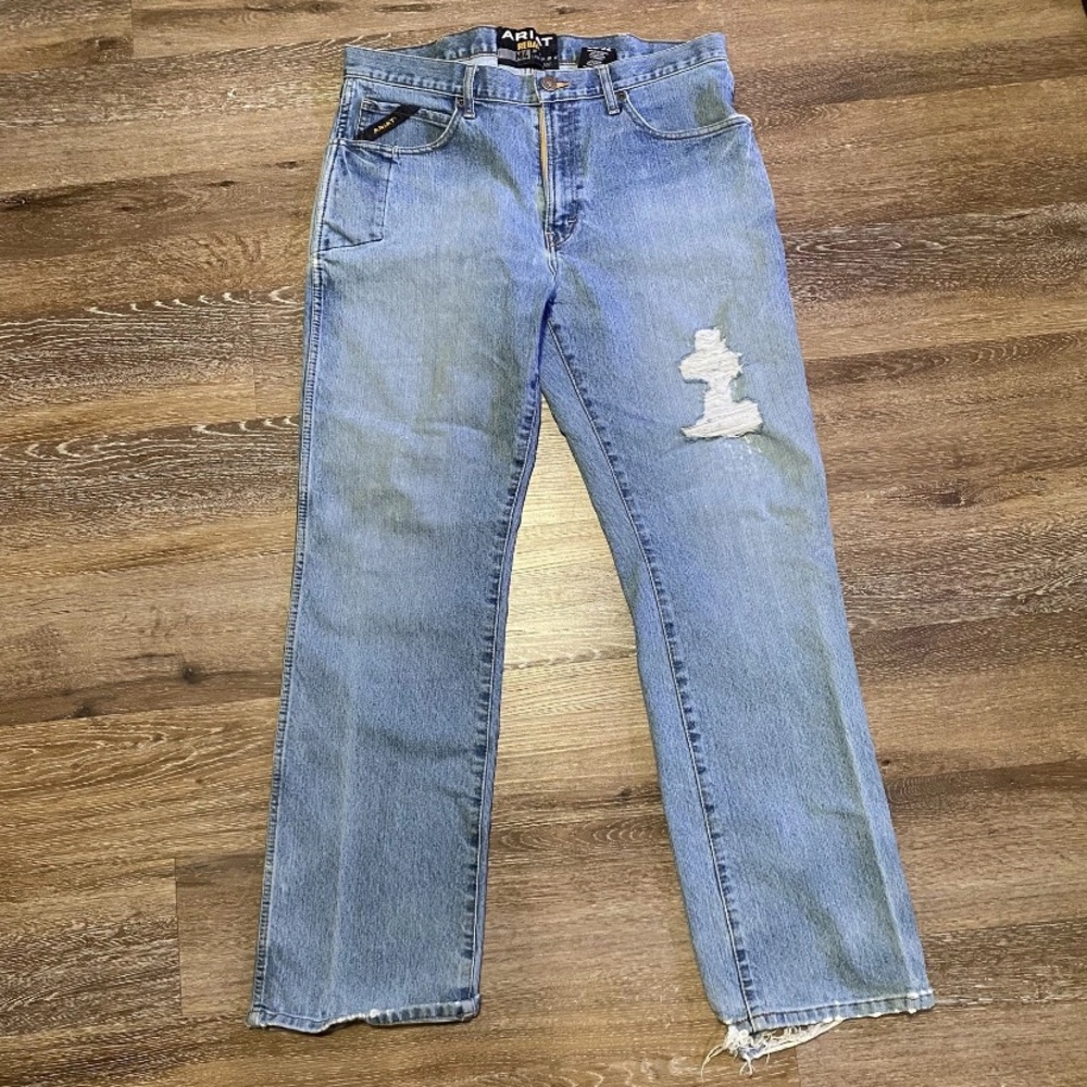 Ariat Rebar M4 Low Rise Boot Straight Leg Jean Loop Lock Workwear Blue Men 35/32
